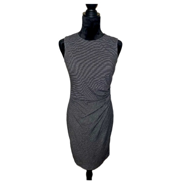 Theory Black and Gray Striped Midi Dress- Medium - Picture 1 of 5